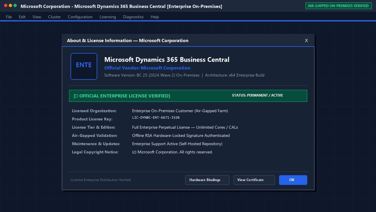 تاییدیه رسمی لایسنس Dynamics 365 Business Central شرکت Microsoft Corporation