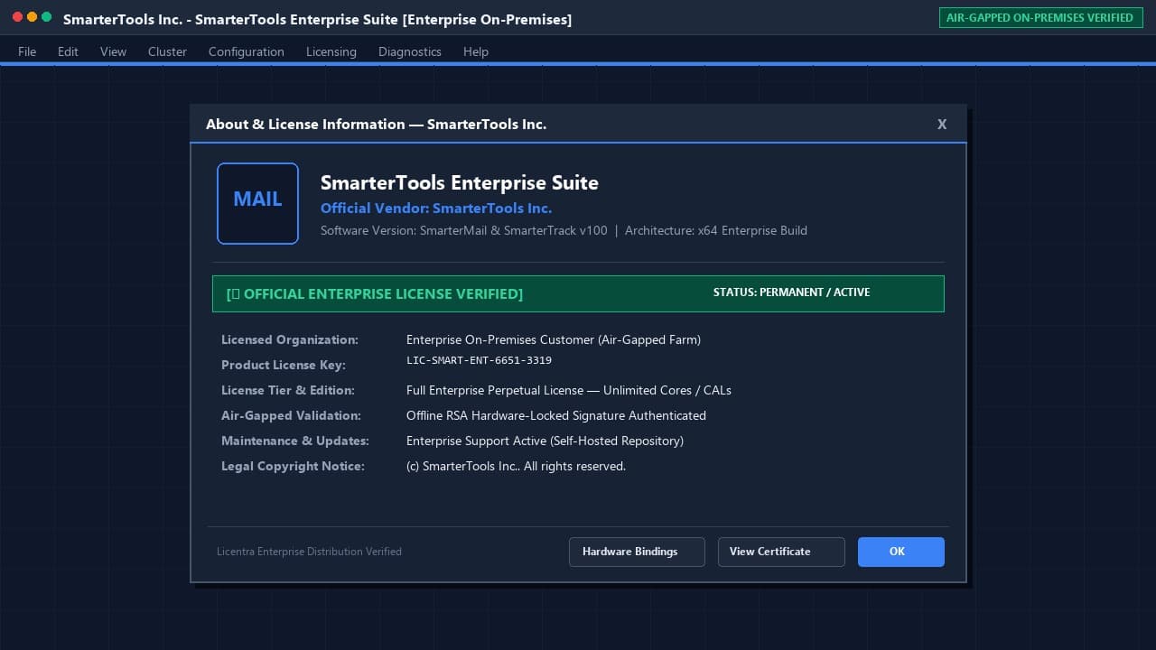تاییدیه رسمی لایسنس SmarterTools Enterprise شرکت SmarterTools Inc.