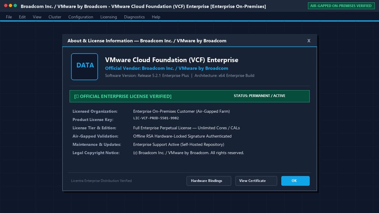 تاییدیه رسمی لایسنس VMware Cloud Foundation شرکت Broadcom / VMware